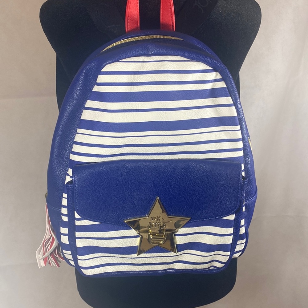 Betsey Johnson Love Backpack Patriotic Red White Blue Stripes Star